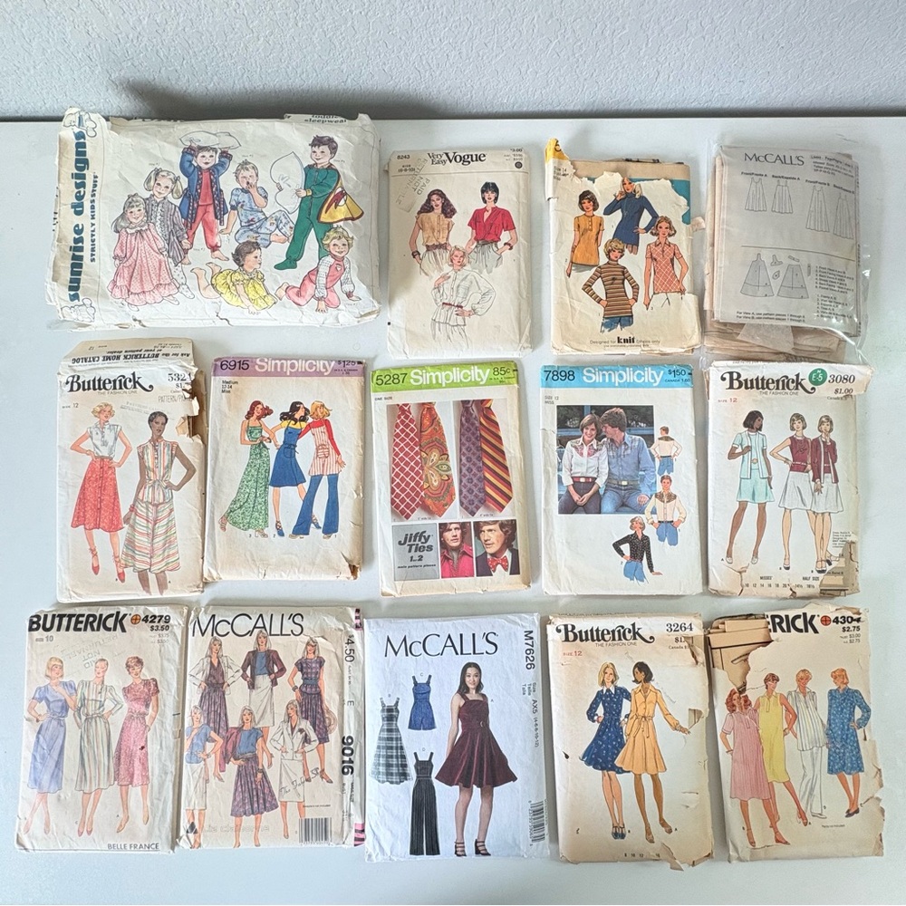 Lot of 14 Vintage Sewing Pattern Mixed Tie Dress Kids Sleepwear By Simplicity...
